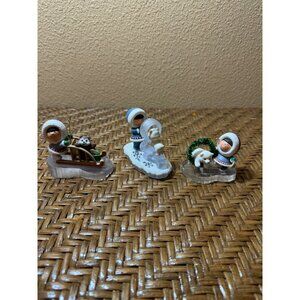 Vintage Hallmark 1989 Eskimo Figurines  Ornaments Set Of 3